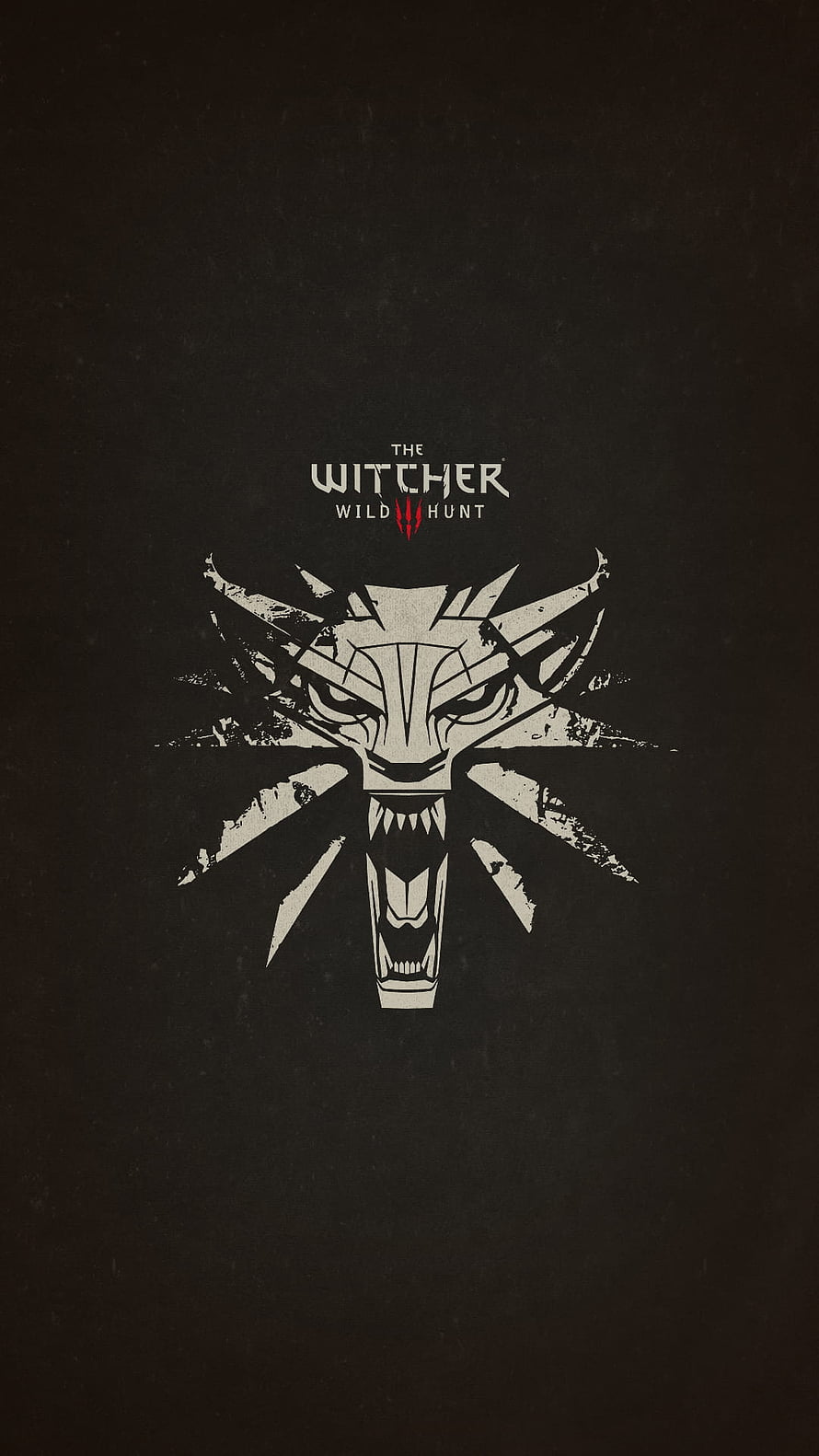 The Witcher 3 Wild Hunt Minimalist Wolf Emblem on Dark Textured Background HD phone wallpaper