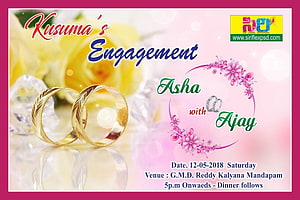 Elegant Gold Rings and Floral Engagement Invitation Card Design HD wallpaper