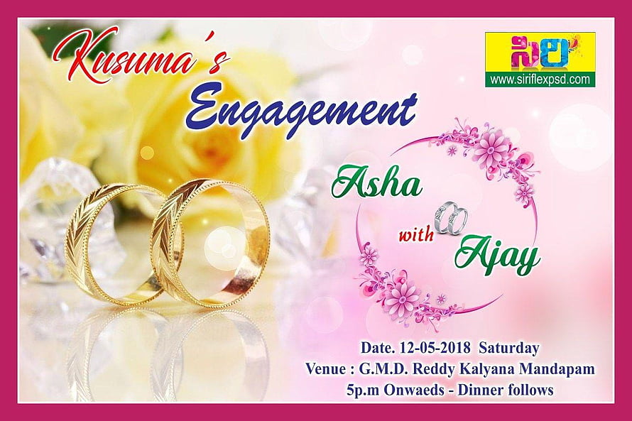 Elegant Gold Rings and Floral Engagement Invitation Card Design HD wallpaper