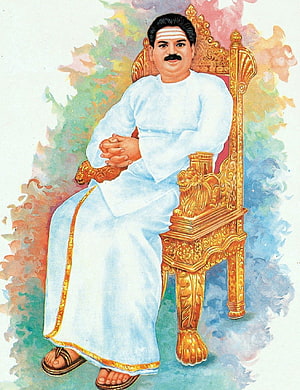 Muthuramalingam Seated on Ornate Golden Throne in Traditional White Attire HD phone wallpaper