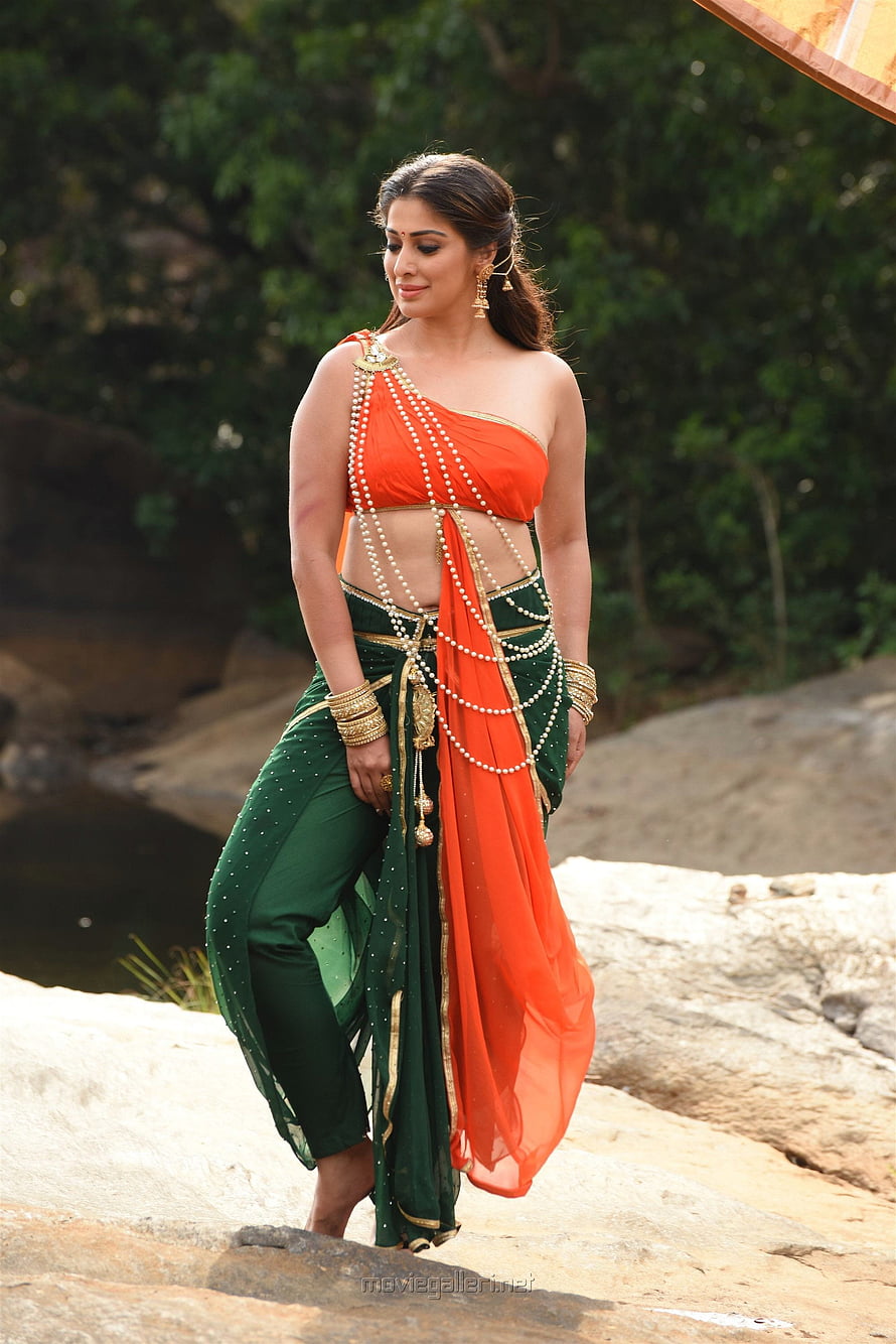 Lakshmi Rai in Traditional Green and Orange Lehenga with Gold Jewelry HD phone wallpaper