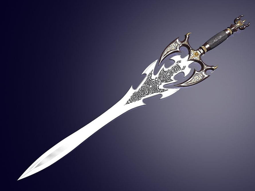 Ornate Silver Talwar Sword with Intricate Filigree Guard and Dark Handle HD wallpaper