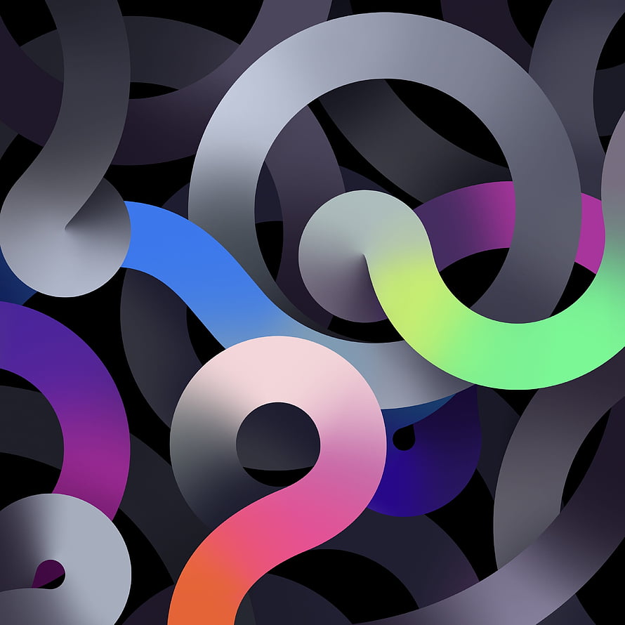Abstract 3D Gradient Ribbons on Dark Background HD phone wallpaper