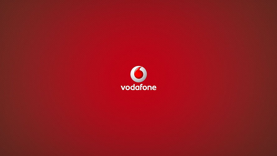 Vodafone Corporate Logo on Deep Red Gradient Background HD wallpaper