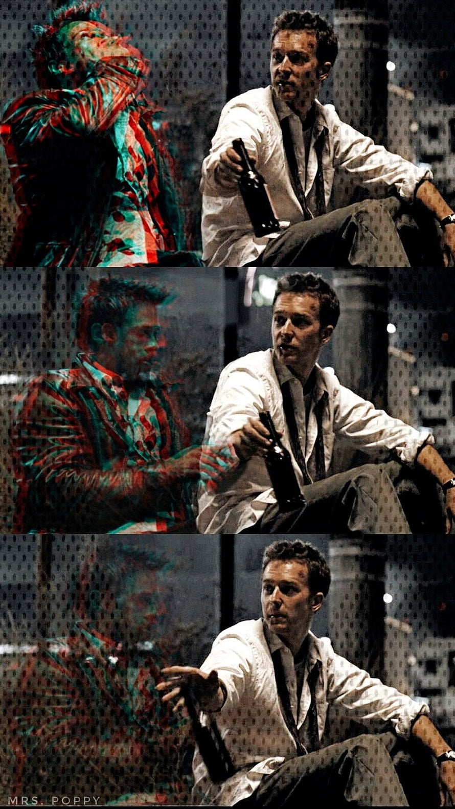 Brad Pitt as Tyler Durden in Fight Club holding a gun in a gritty interrogation scene HD phone wallpaper