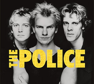 The Police Band Members Black and White Portrait with Yellow Typography HD wallpaper