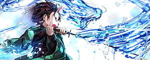 Demon Slayer Tanjiro Kamado Water Breathing Sword Artwork HD wallpaper