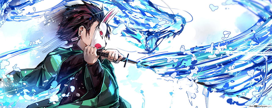 Demon Slayer Tanjiro Kamado Water Breathing Sword Artwork HD wallpaper