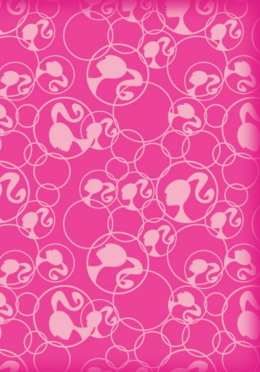 Barbie Silhouette Pattern Wallpaper with Pink Circles and Iconic Profile Design HD phone wallpaper