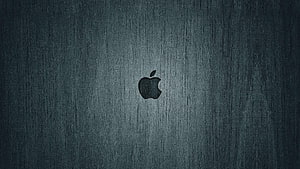 Apple Logo on Dark Brushed Metal Surface with Minimalist Industrial Texture HD wallpaper