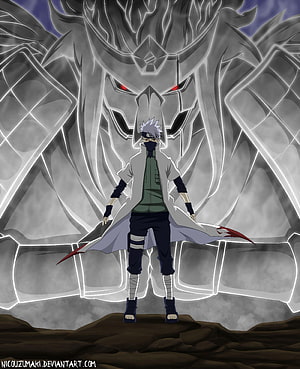 Kakashi Hatake Channeling Susanoo in Naruto Anime Artwork HD phone wallpaper