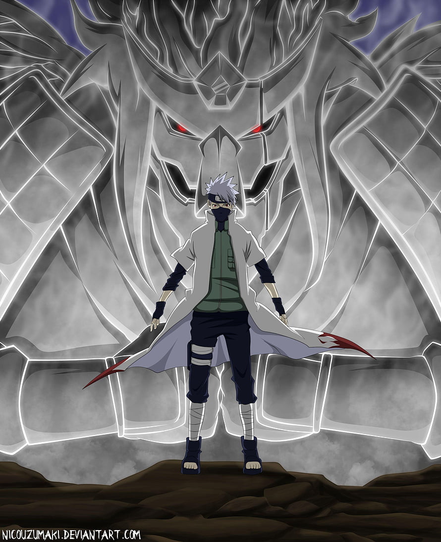 Kakashi Hatake Channeling Susanoo in Naruto Anime Artwork HD phone wallpaper