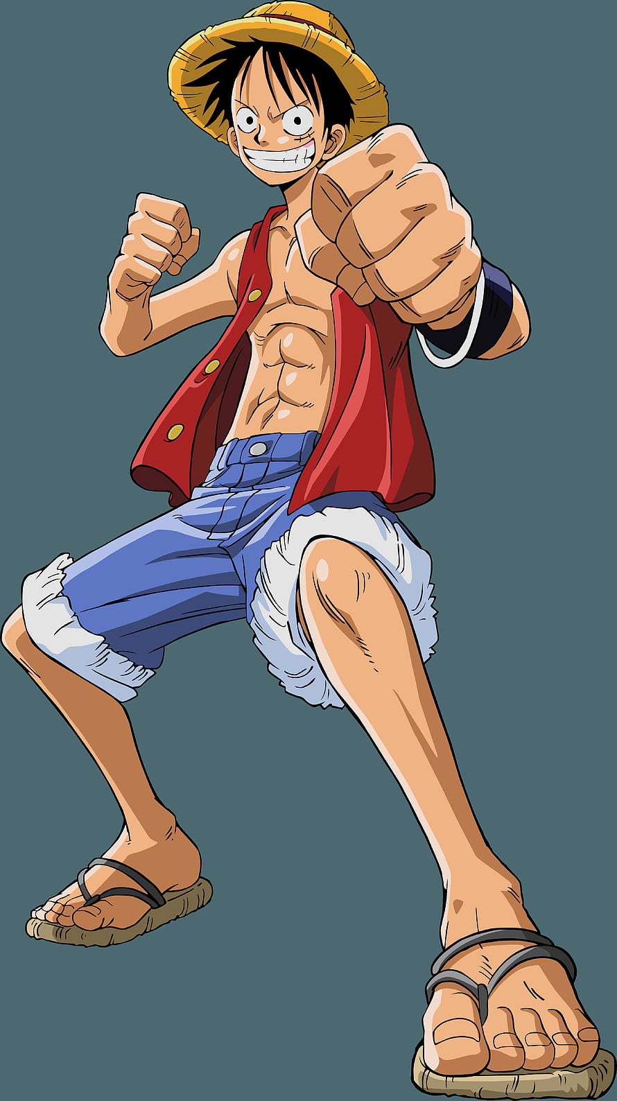 Monkey D. Luffy Dynamic Action Pose in Straw Hat and Red Vest HD phone wallpaper