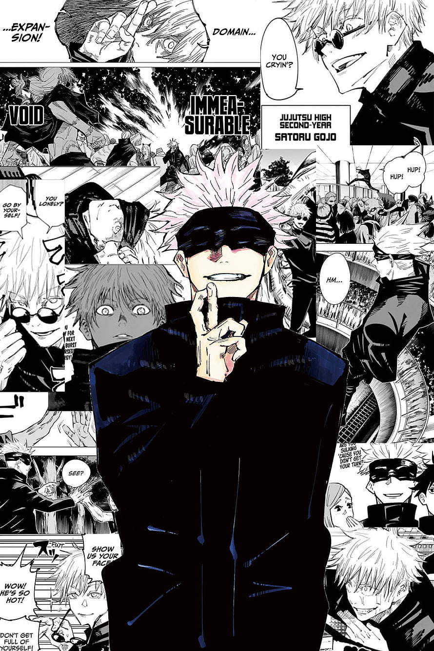 Satoru Gojo Jujutsu Kaisen Manga Panel Collage with Domain Expansion HD phone wallpaper