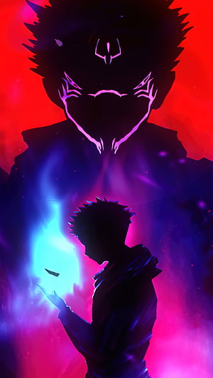 Yuji Itadori Jujutsu Kaisen Silhouette with Cursed Energy Aura HD phone wallpaper