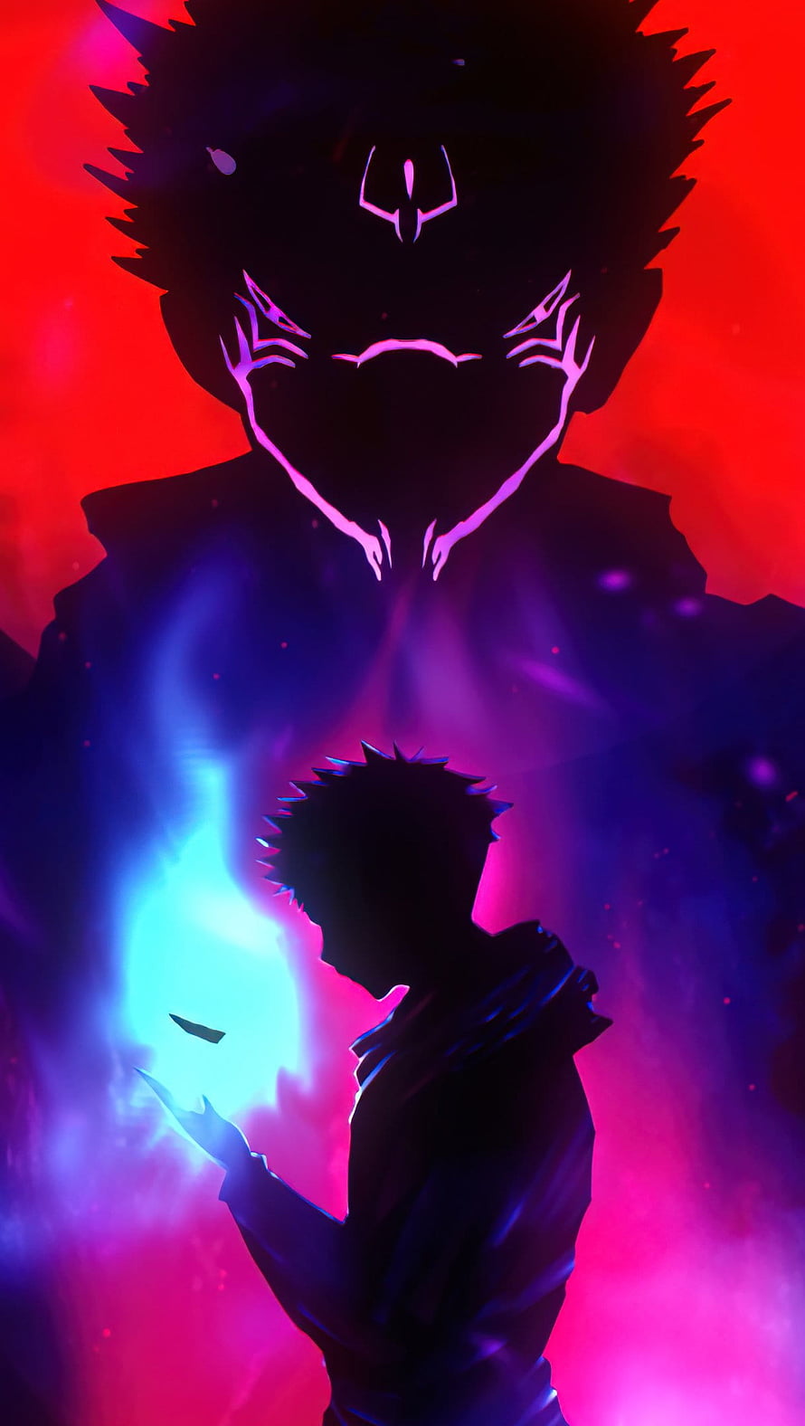 Yuji Itadori Jujutsu Kaisen Silhouette with Cursed Energy Aura HD phone wallpaper