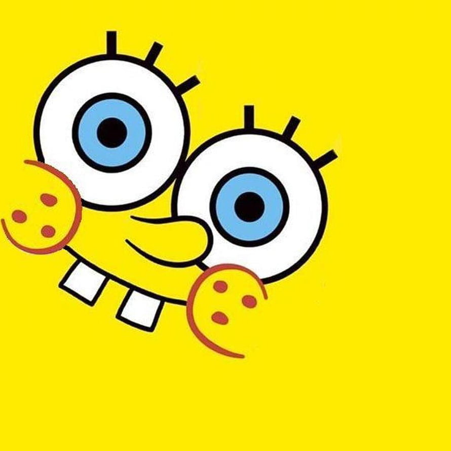 SpongeBob SquarePants Minimalist Face Illustration on Bright Yellow Background HD phone wallpaper