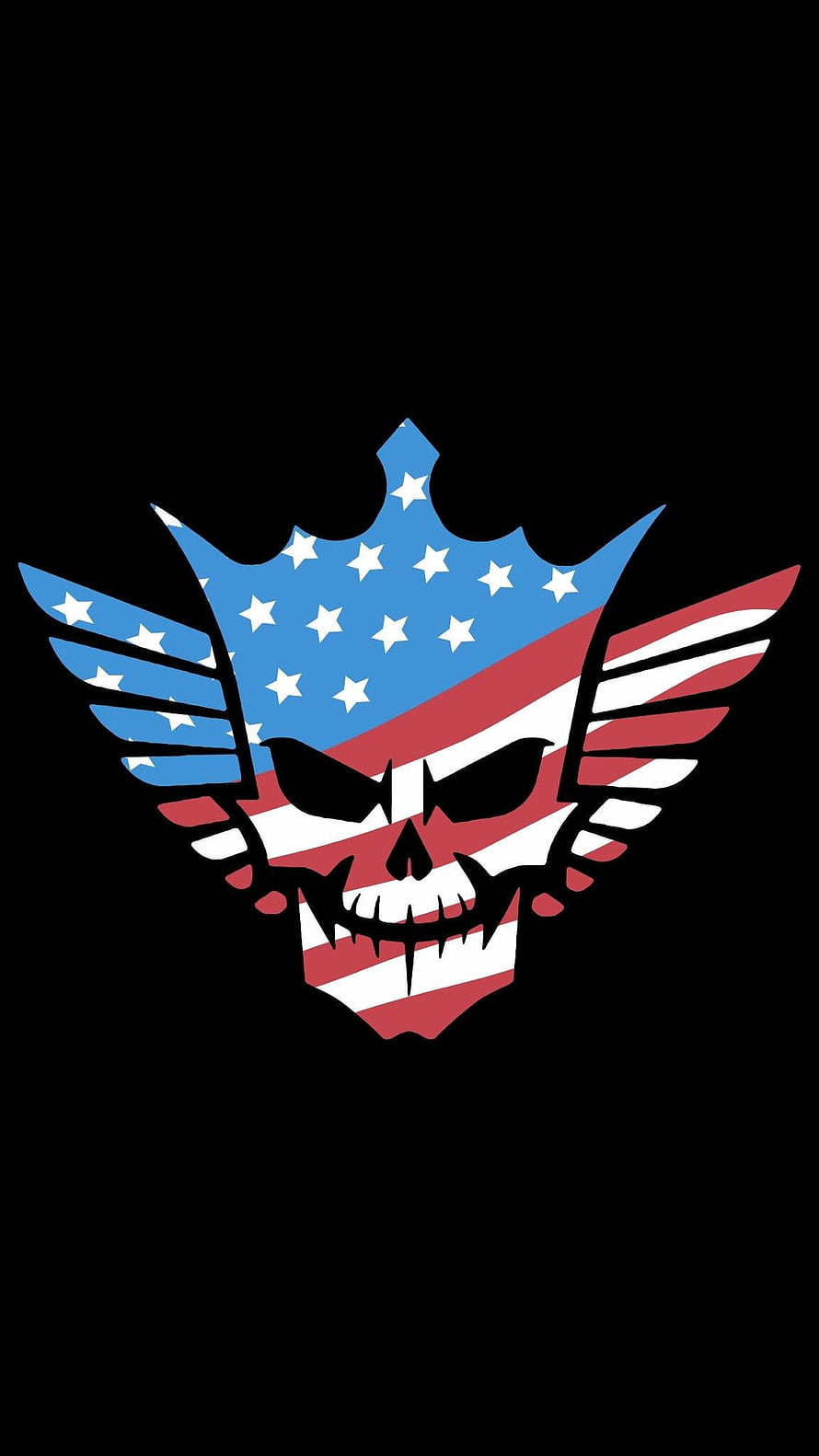 Cody Rhodes American Dragon Skull Logo with Stars and Stripes on Black Background HD phone wallpaper