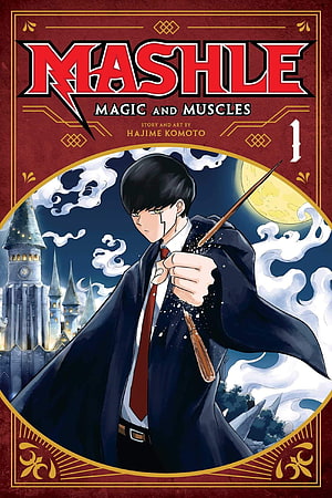 Mashle: Magic and Muscles Volume 1 Cover Art Featuring Protagonist with Wand and Castle HD phone wallpaper