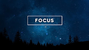 Starry Night Sky Over Pine Forest Silhouette With Focus Text Overlay HD wallpaper