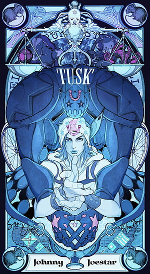 Johnny Joestar and Tusk Act 4 Stained Glass Artwork from JoJo's Bizarre Adventure HD phone wallpaper
