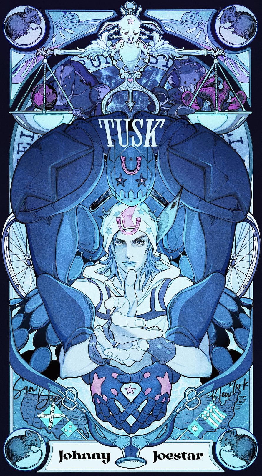 Johnny Joestar and Tusk Act 4 Stained Glass Artwork from JoJo's Bizarre Adventure HD phone wallpaper