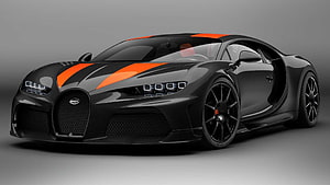 Black and Orange Bugatti Chiron Super Sport 30 Carbon Fiber Hypercar Studio Shot HD wallpaper