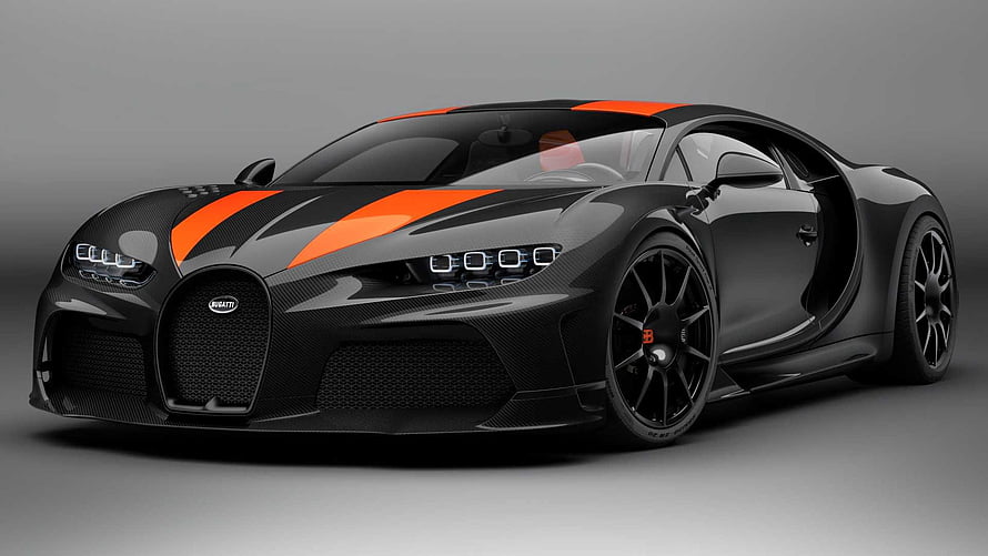 Black and Orange Bugatti Chiron Super Sport 30 Carbon Fiber Hypercar Studio Shot HD wallpaper