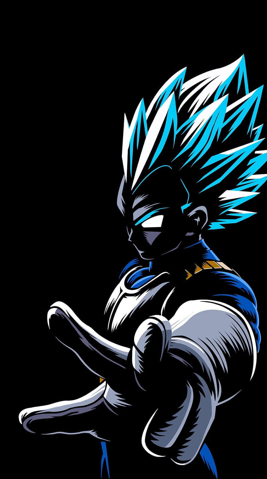 Vegeta Super Saiyan 2 Anime Character Illustration with Blue Spiky Hair and Fierce Expression HD phone wallpaper
