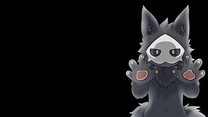Dark Furry Character with Raised Paws on Black Background HD wallpaper