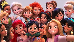 Elena of Avalor and Disney Princesses Group Selfie in Ralph Breaks the Internet Style HD wallpaper