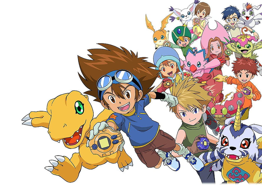 Digimon Adventure Cast and Digimon Partners Group Illustration HD wallpaper
