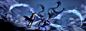 Solo Leveling Monarch of Shadows with Glowing Blue Energy Wings HD wallpaper