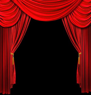 Elegant Red Velvet Theater Curtains With Gold Tassels And Black Stage Opening HD phone wallpaper