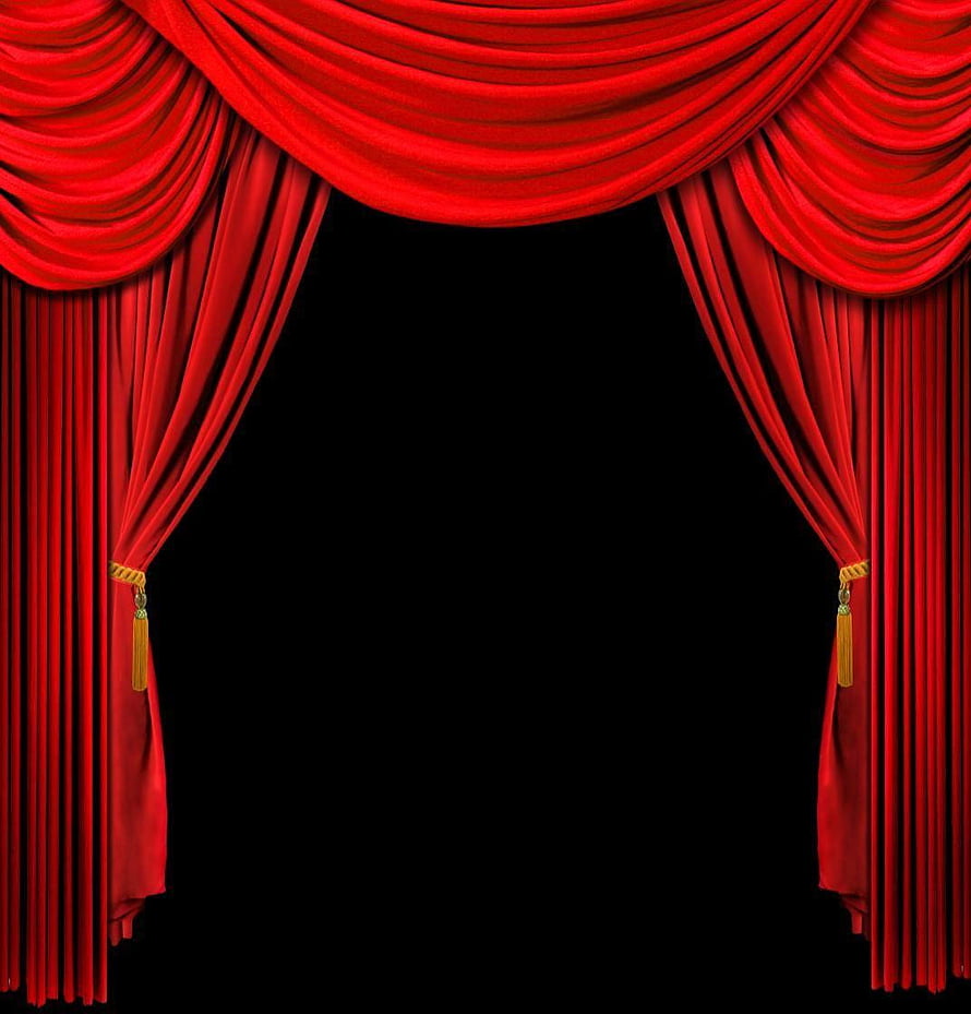Elegant Red Velvet Theater Curtains With Gold Tassels And Black Stage Opening HD phone wallpaper