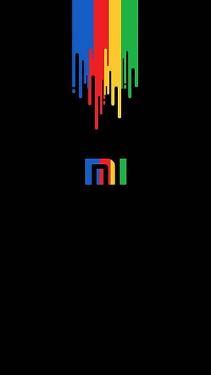 Xiaomi Logo with Vibrant Dripping Color Stripes on Black Background HD phone wallpaper