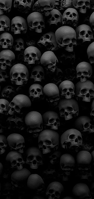 Dark AMOLED Skull Pattern Wallpaper for Mobile Devices HD phone wallpaper