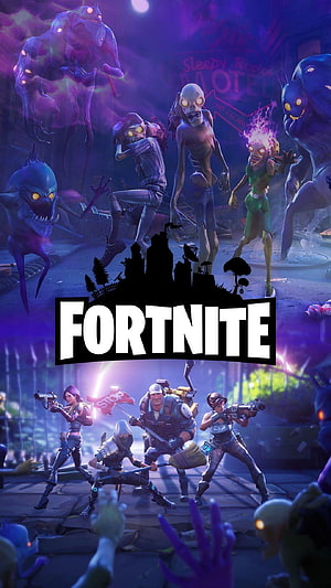 Fortnite Battle Royale Zombie Survival Artwork with Skeletal Enemies and Armed Survivors HD phone wallpaper