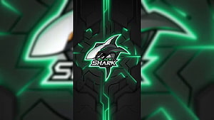 Black Shark Gaming Phone Logo with Neon Green Circuit Design on Dark Background HD wallpaper