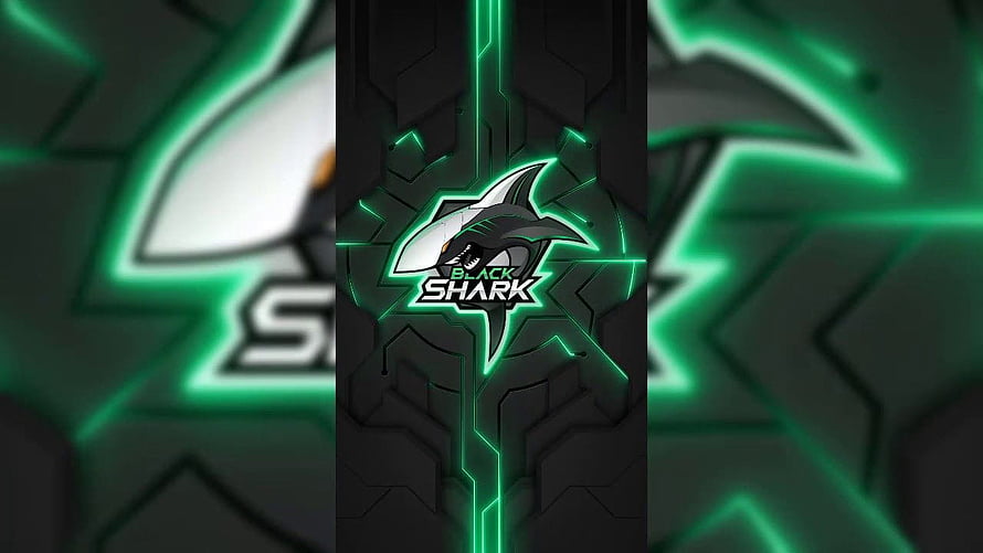 Black Shark Gaming Phone Logo with Neon Green Circuit Design on Dark Background HD wallpaper