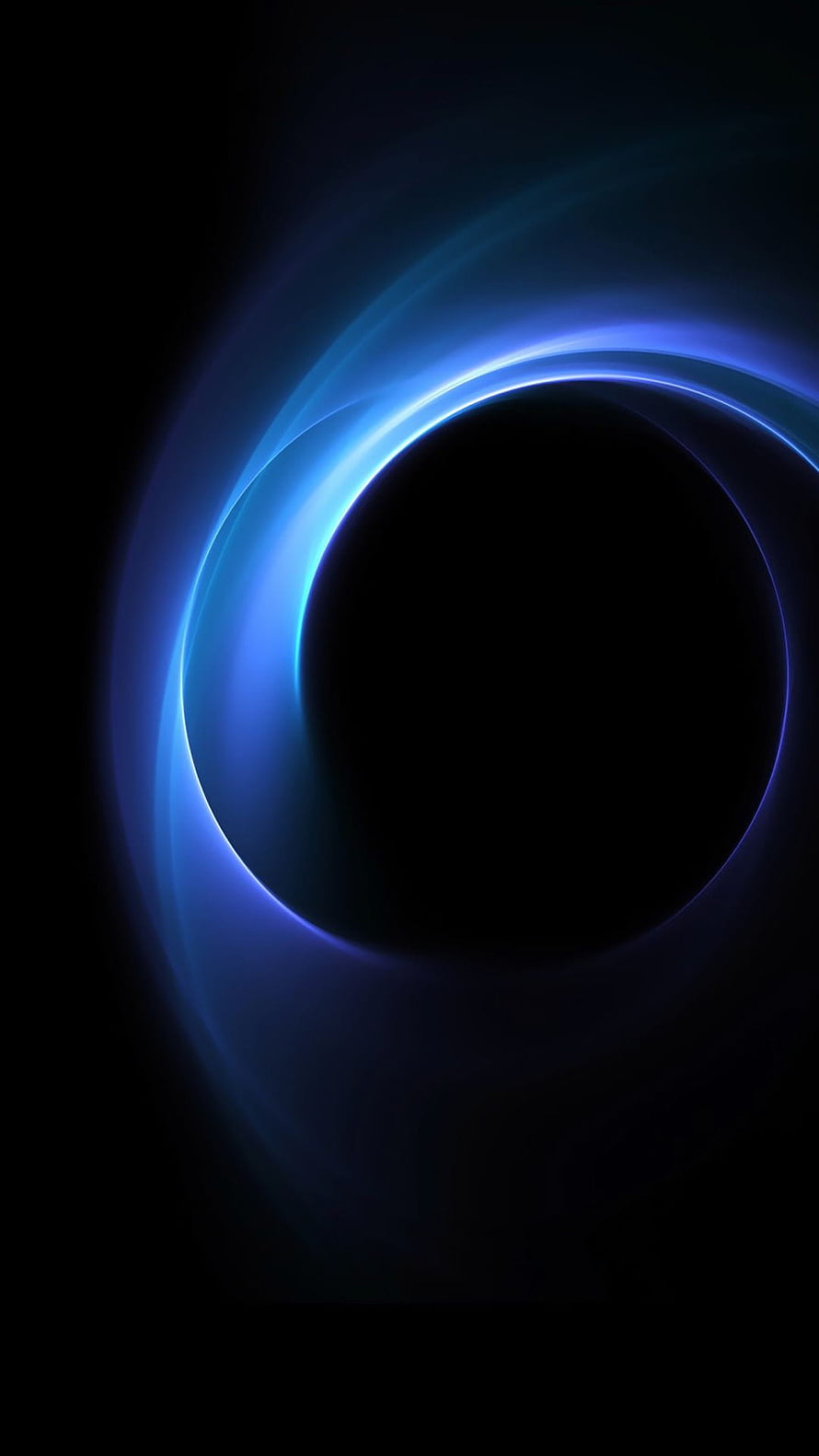Dark Blue Abstract AMOLED Glow Ring on Black Background HD phone wallpaper