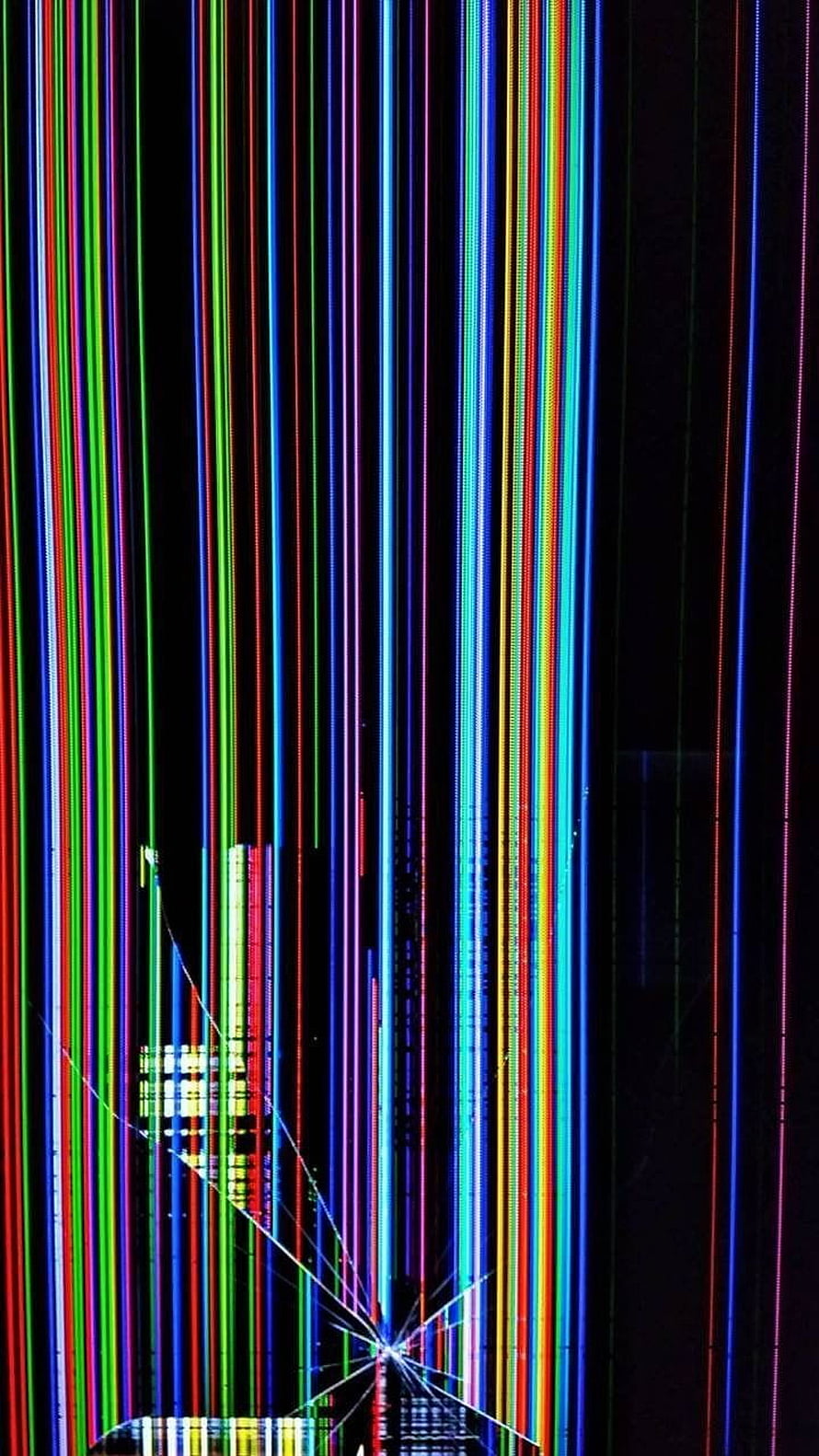 Vibrant Vertical RGB Glitch Art with Fractured Screen Effect on Black Background HD phone wallpaper