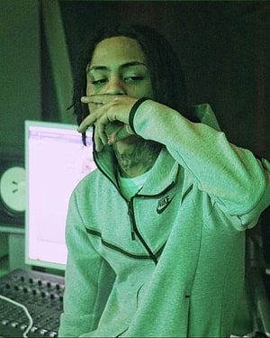 Kay Flock in a Nike hoodie at a recording studio mixing console HD phone wallpaper