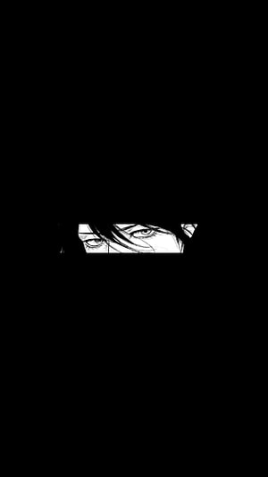 Minimalist Black and White Anime Eyes Peeking Through Darkness HD phone wallpaper