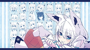 Shirakami Fubuki Anime Character Lying Down With Fox Ears And Blue Eyes HD wallpaper