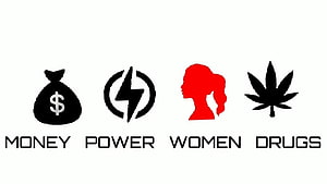 Minimalist Icon Set Featuring Money, Power, Women, and Drugs Symbols HD wallpaper