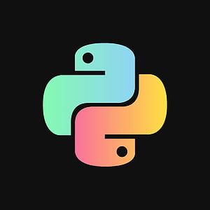 Python Programming Language Logo with Gradient Snake Design on Black Background HD phone wallpaper