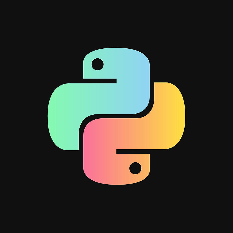 Python Programming Language Logo with Gradient Snake Design on Black Background HD phone wallpaper