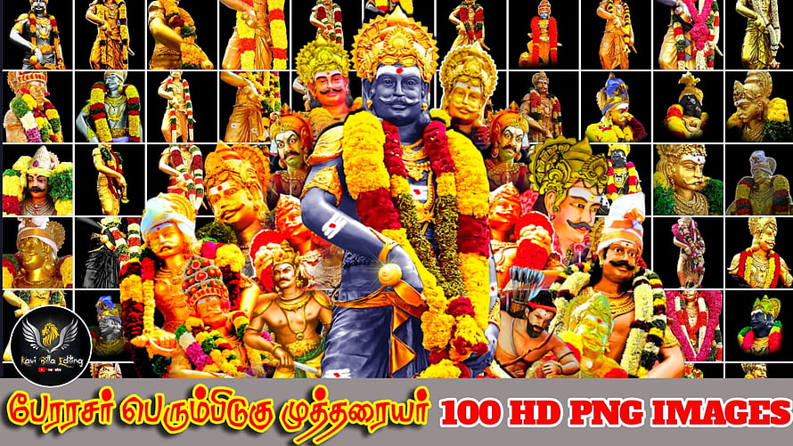 Mutharaiyar Deity Portrait Collection with Traditional Flower Garlands and Ornate Attire HD wallpaper