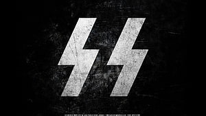 Grungy Black and White Double Lightning Bolt Symbol on Dark Textured Background HD wallpaper